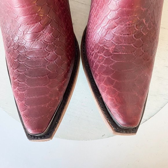 Lane BAD HABITS Western Boots 7.5 Red Cowboy Boots Snip Toe Midi Calf Rodeo - Picture 6 of 12